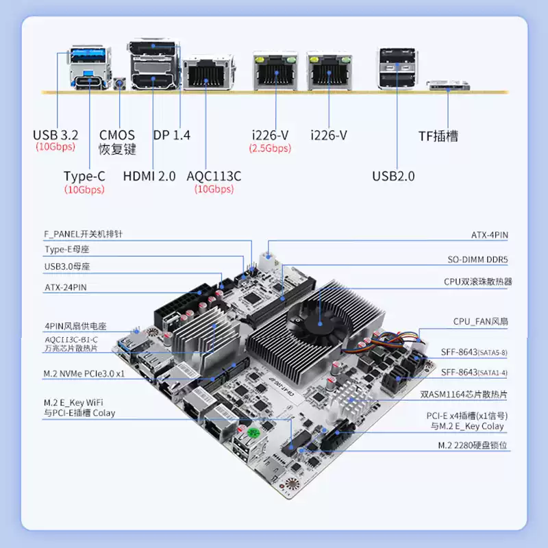 Nas Motherboard 8 Sata Mini Itx - Scheda Madre NAS a 8 Bay