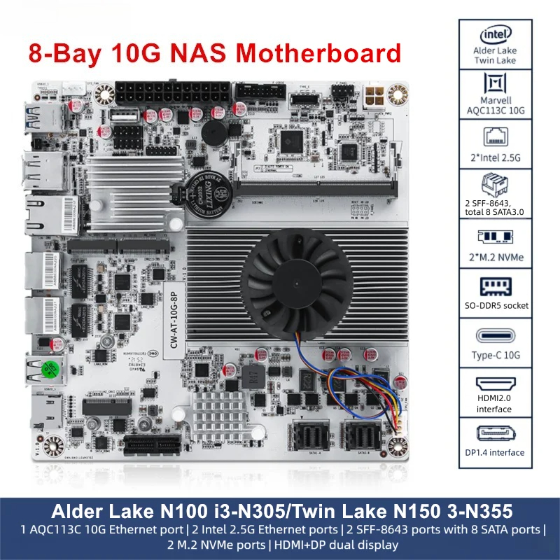 Scheda Madre NAS 8-Bay 10G Int - Nas Motherboard 8 Sata Mini Itx recensione e prezzo