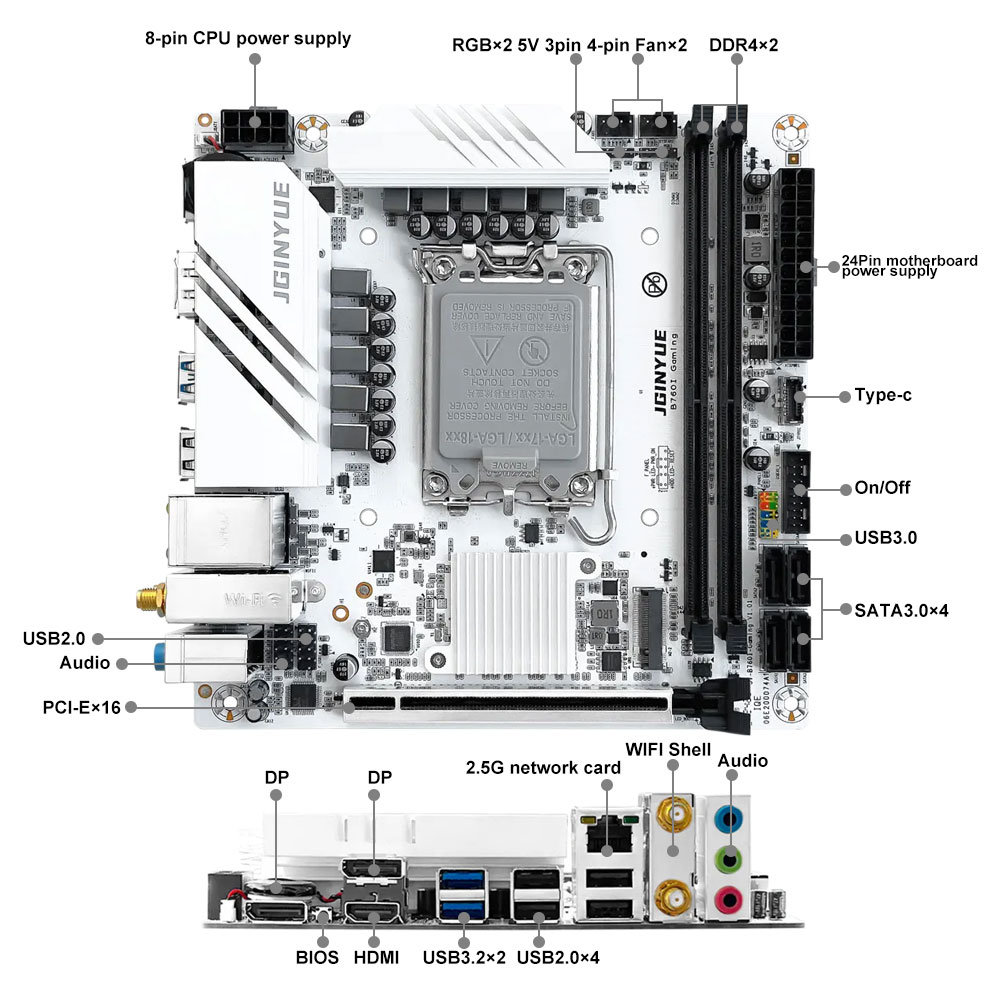 Scheda Madre JGINYUE B760 LGA  - Lga1700 Itx Motherboard Ddr5 recensione e prezzo